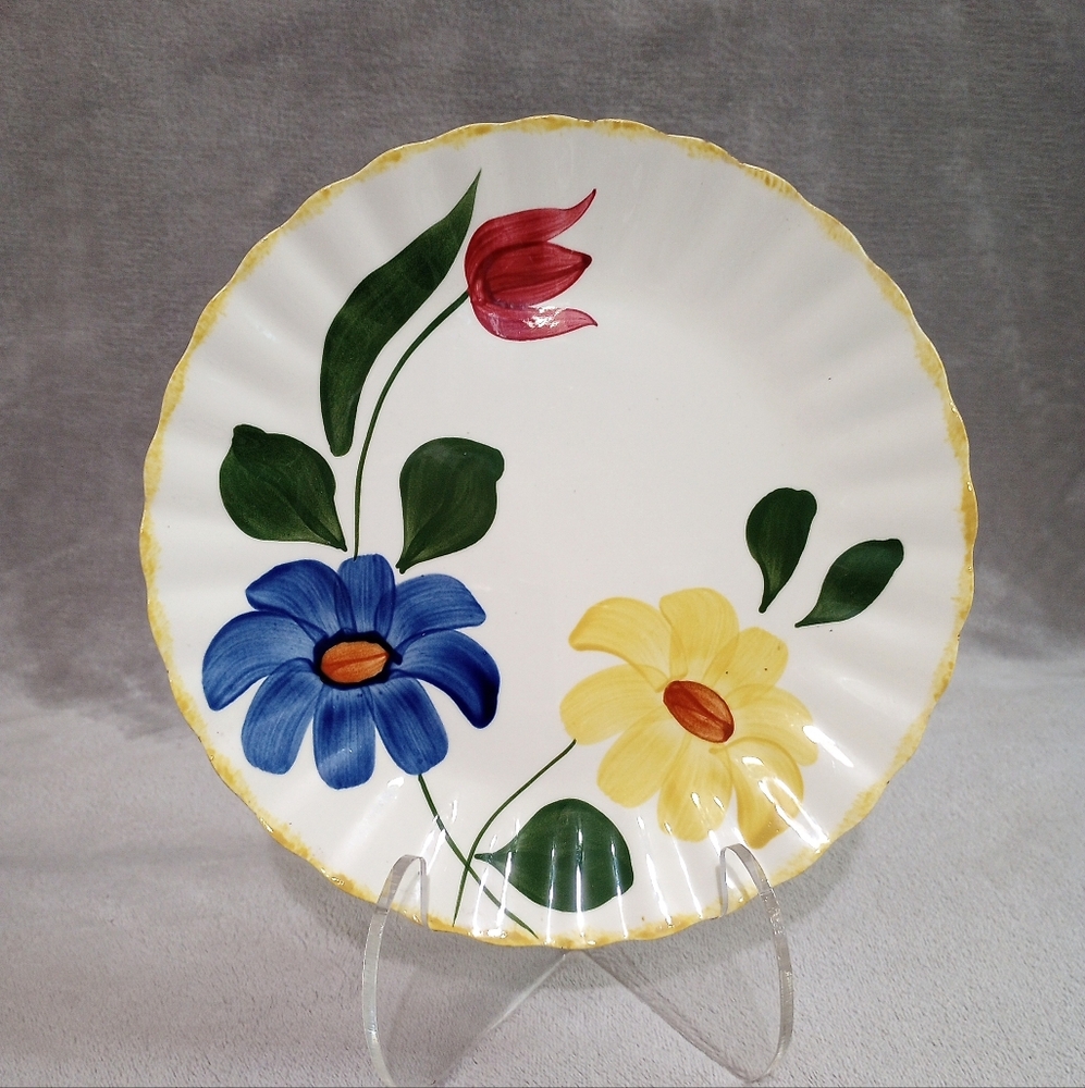 Pair Of Blue Ridge Southern Pottery Sun Bouquet Luncheon Plates